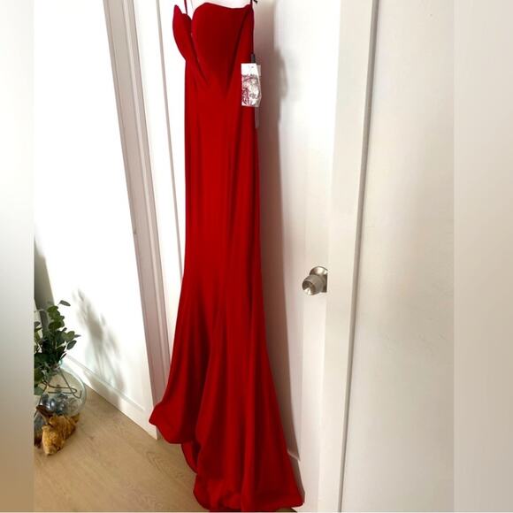 NWT Ieena For Mac Duggal Sweetheart-Neck Strapless Bustier Trumpet red Gown - Picture 8 of 8